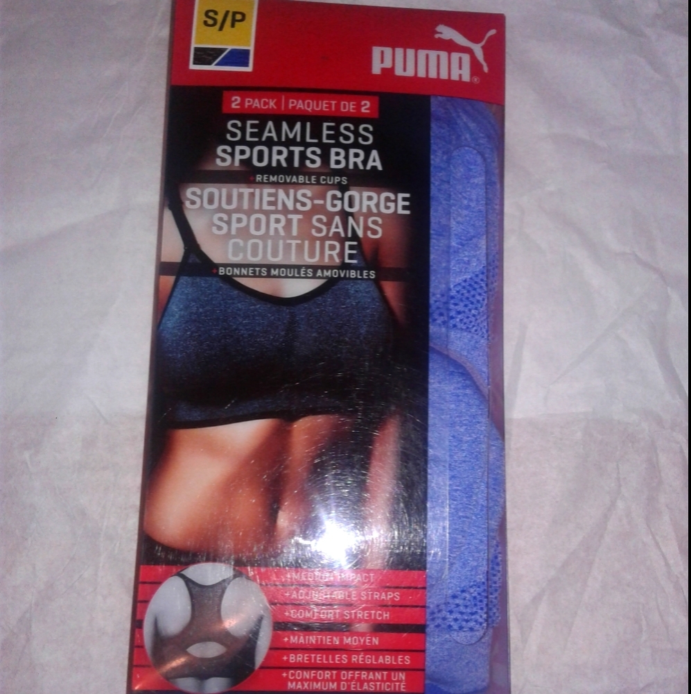 ❤2 BLUE PUMA SPORTS BRAS WITH REMOVALABLE PADDING